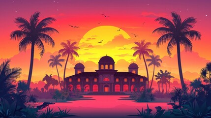Obraz premium Mansion illustration, colonial, architecture