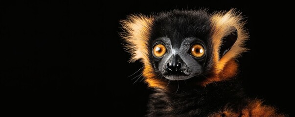 Fototapeta premium Portrait of a stunning animal with large bright orange eyes