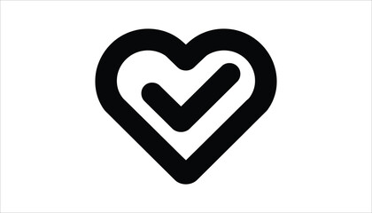 Heart Checkmark Vector.  Approved Love Symbol Icon for Health, Trust, and Validation.