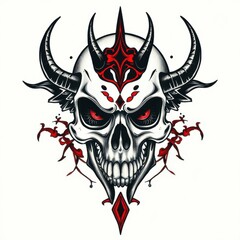 Demon Skull: A detailed illustration of a demon skull, showcasing intricate details and a menacing aura.