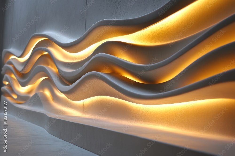 Poster A close-up of a wall with various lights installed, potentially for decorative or practical use