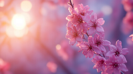sakura branch and sunlight