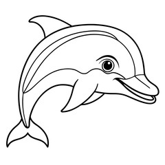 Obraz premium a black and white illustration of a playful dolphin with a smiling expression