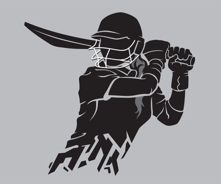 Cricket Sport, Female Player Silhouette