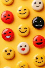 Obraz premium Colorful Emojis on Yellow Background