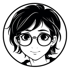 Kawaii Anime Girl – Stylish Glasses & Sweet Charm