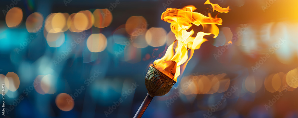 Aufkleber Flaming torch against a bokeh background