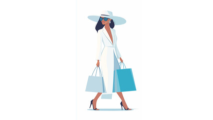 woman shopping flat vector illustration