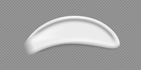 White cream swatch. Stroke of cosmetic product, creme, toothpaste, foundation, scrub, cleanser, liquid soap. Beauty industry. Realistic vector Illustration.