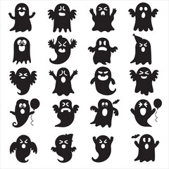 set vector ghost silhouettes