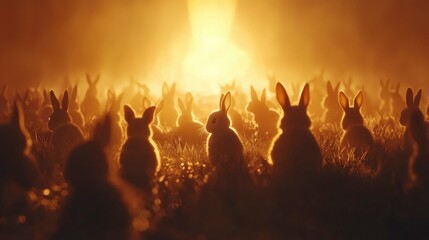 Fototapeta premium Rabbits in golden light