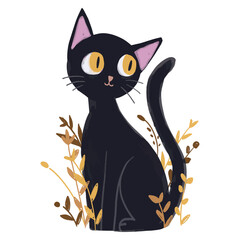 black cat on a white background