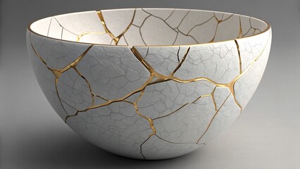 Cracked Bowl with Gold Repair