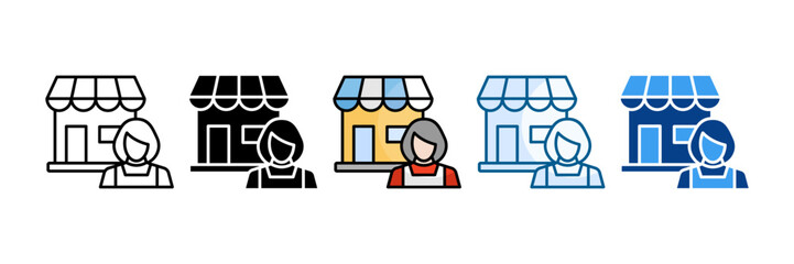 Small Business Owner Icon Set Multiple Style Collection