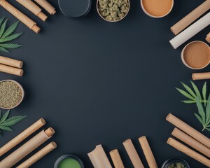 Aesthetic Flat Lay of Cannabis Accessories and Supplies