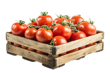 Fresh Tomatoes in Rustic Wooden Crate