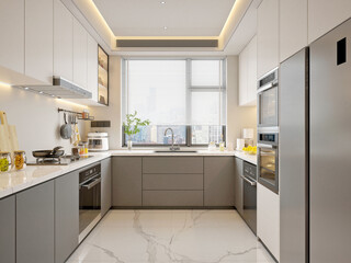 modern kitchen interior, 3d render