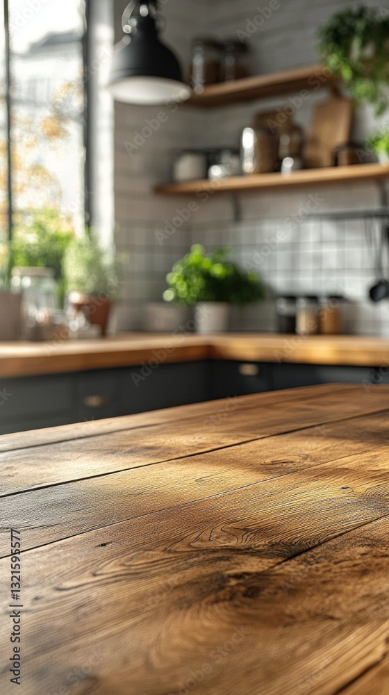 Aufkleber sunlight filters through the windows, illuminating a warm wooden table that exudes rustic charm, set