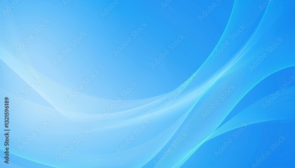 Aufkleber abstract blue background with flowing transparent wave, smooth gradient, light effect, digital backd