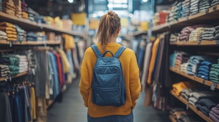 Young Woman Shopping in Clothing Store