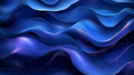 Obraz premium 3d render of abstract futuristic background with glowing medium particles and big dots waves, gradient colorful flowing landscape with night sky