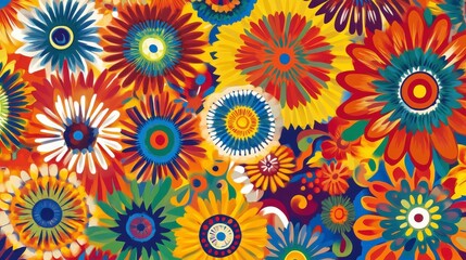 Vibrant Floral Explosion: A Colorful Flower Pattern