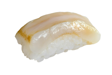 Fresh white fish sushi on rice, traditional Japanese delicacy