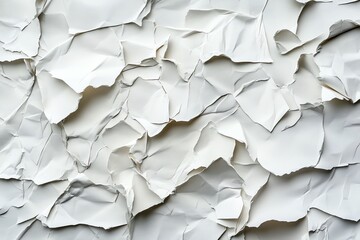 Obraz premium Crumpled White Paper Texture Background with Deep Shadows and Fine Details
