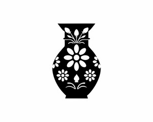 creative  silhouette Flower Vase Icon victor illustration