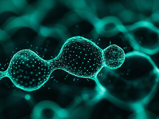 Green molecular dynamics. vibrant arrangement of green molecules with luminous connections