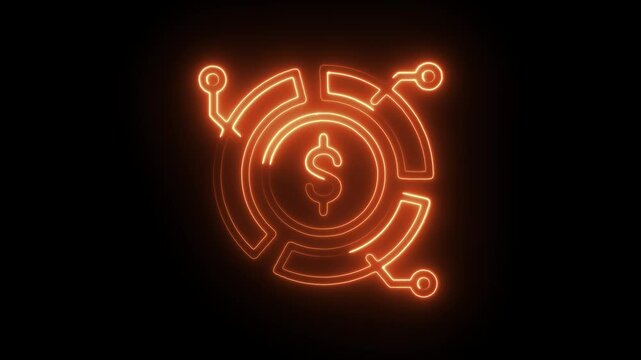Glowing neon allocation  icon isolated on black background. HD Video motion graphic animation icon
