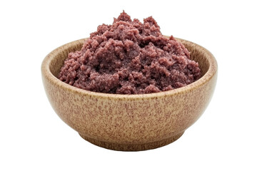 Organic Red Bean Paste in Decorative Bowl on White Background
