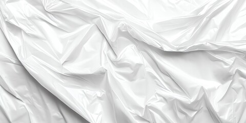 Obraz premium Crinkled White Plastic Sheet Texture Close-Up Reflecting Light Background