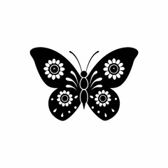 creative silhouette Bee and Flower Icon victor illustration 