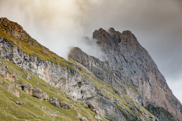 Majestic Dolomites near Seceda and Sankt Ulrich offers breathtaking mountain views and misty peaks