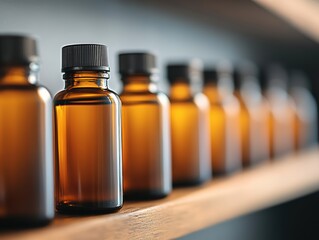 Vintage Apothecary Shelf Display with Cannabidiol Tincture Bottles