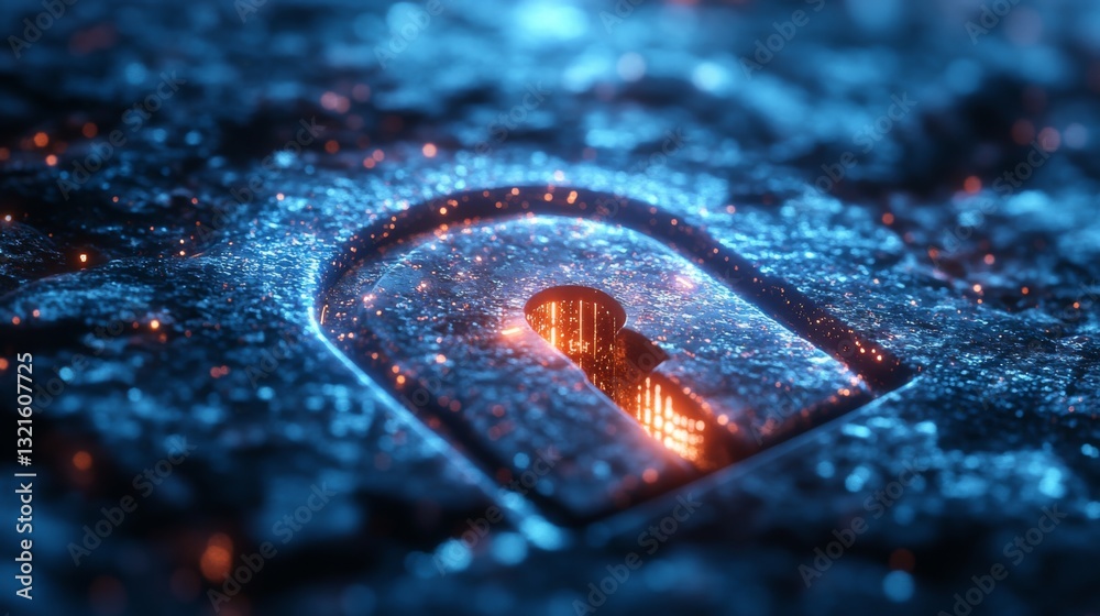 Poster This representation highlights the intricate links between quantum principles and encryption. Focusing on qubits, superposition, and entanglement, it illustrates the future of secure communication.