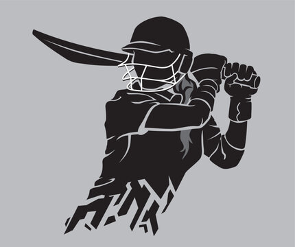 Women's Cricket Sport, Abstract Bust Silhouette