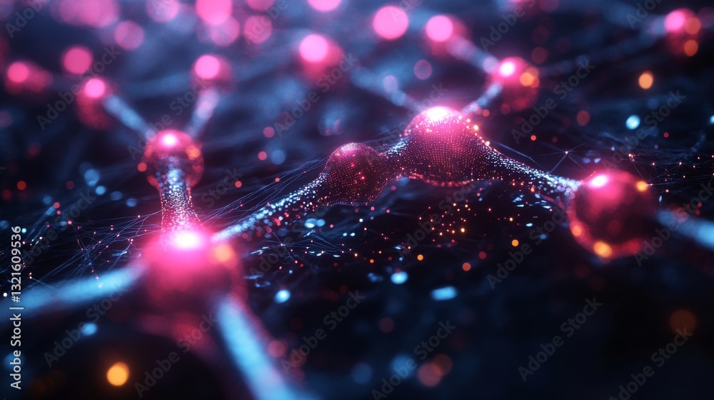 Aufkleber A close-up view of a quantum network illustrating qubits interconnected through superposition and entanglement, highlighting their intricate behaviors and relationships in a vibrant digital landscape.