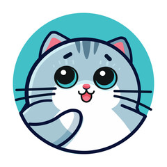cat character avatar round icon for mobile app flat design