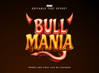 fantasy modern playful bull mania 3d fancy style game logo text effect