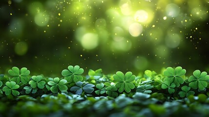 Lush Green Clover Patch in Sunlit Spring Garden