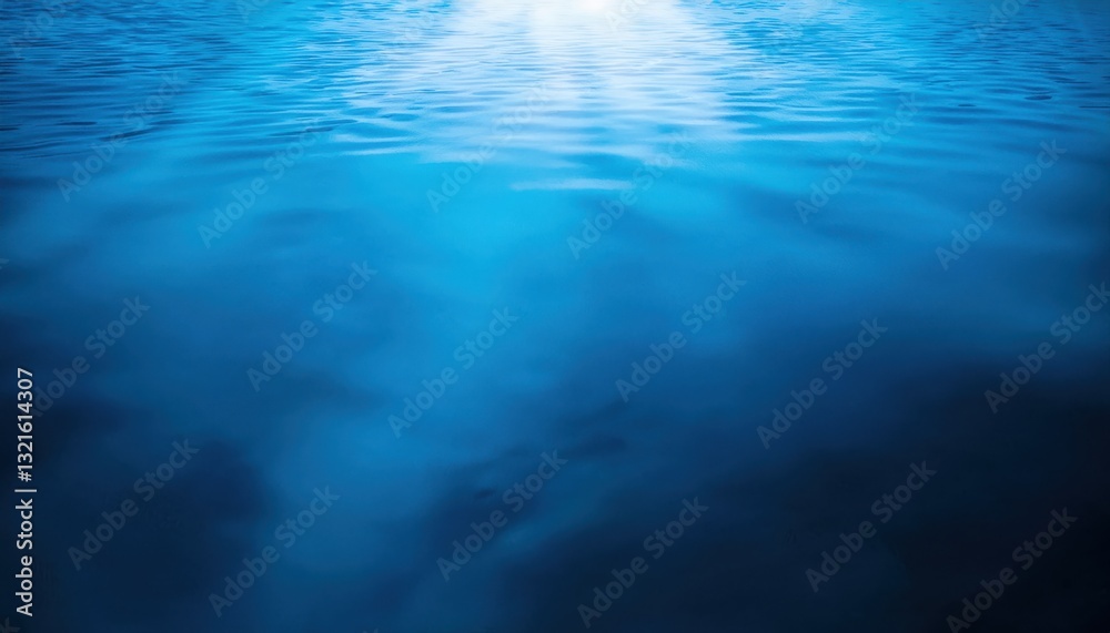Poster soft ripples of deep blue water with sunlight reflection creating a dreamy abstract pattern, perfect for background and design


