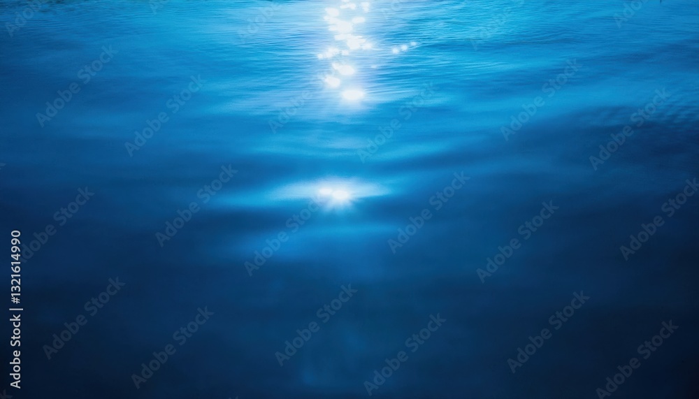 Fototapete soft ripples of deep blue water with sunlight reflection creating a dreamy abstract pattern, perfect