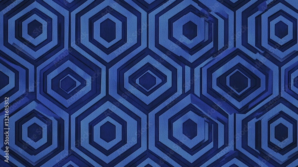 Poster A patterned blue vector background with repeating hexagons and subtle shading. 
