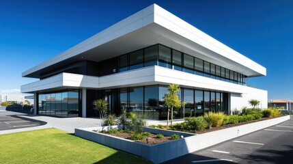 Architectural marvel: modern building showcasing sleek design and open space