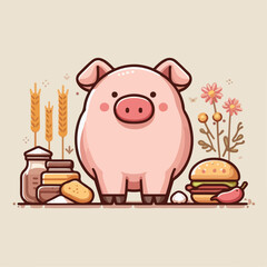 pink pig vector illustration 