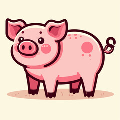 pink pig vector illustration