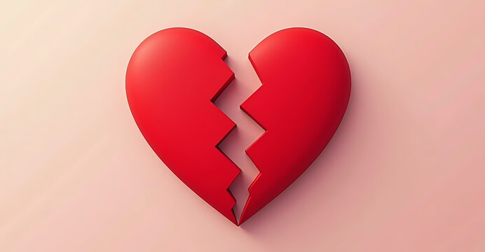 broken heart, minimalist red design