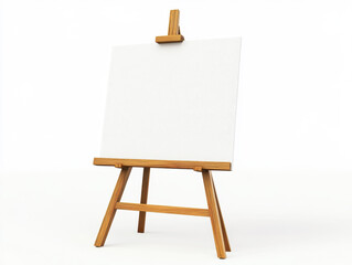 Blank canvas on wooden easel ready for creative expression